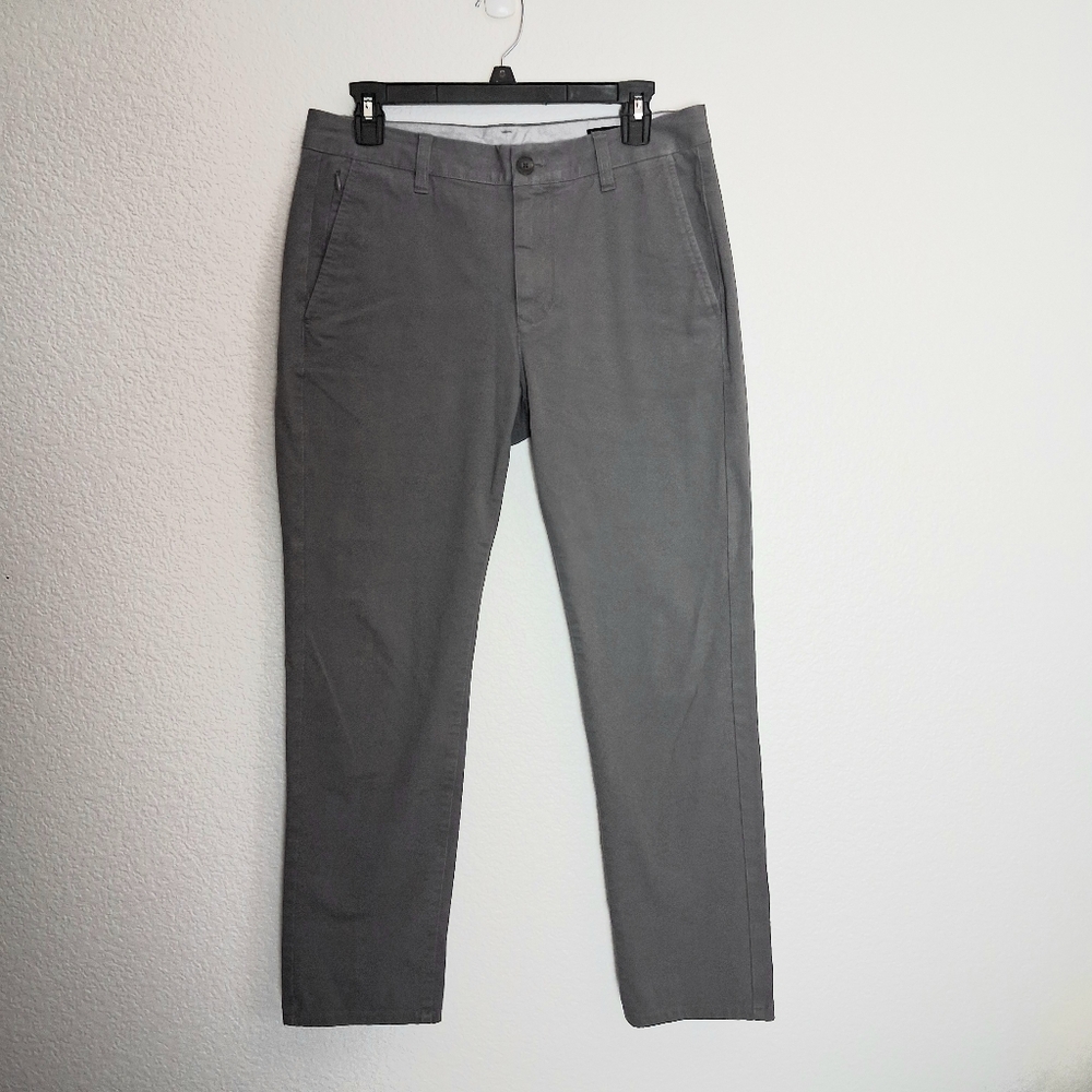 Men's Gray Slim Fit Bonobos Pants Chinos 30X28 Casual Comfort Stretch Cotton